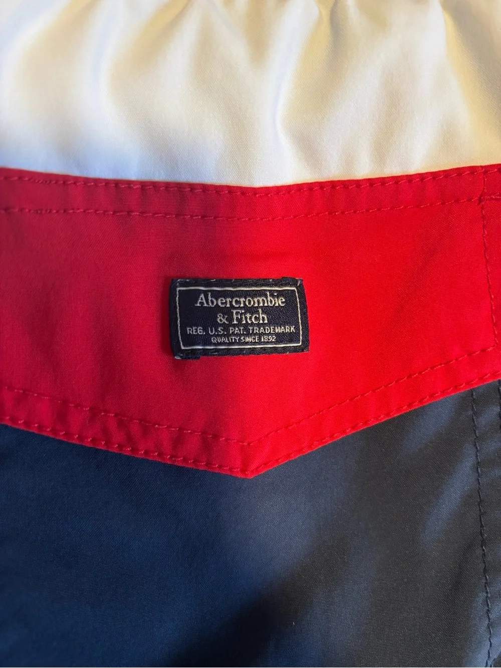 Abercrombie & Fitch men tri-color colorblocked swim trunk size Large